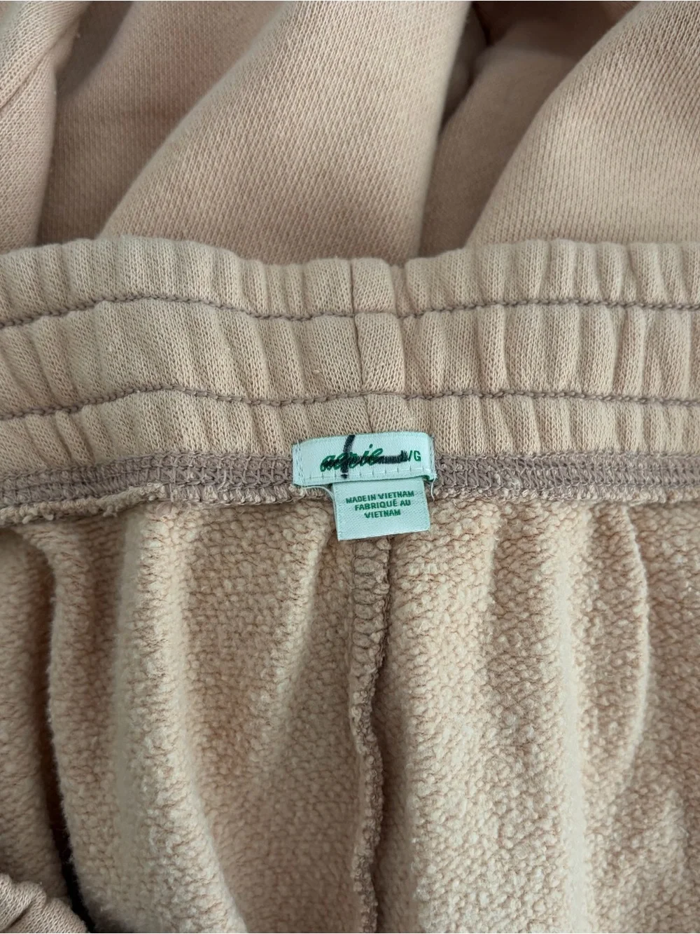 NWOT never worn aerie Blush Fleece-Lined Jogger Pants, side zip pockets sz L.